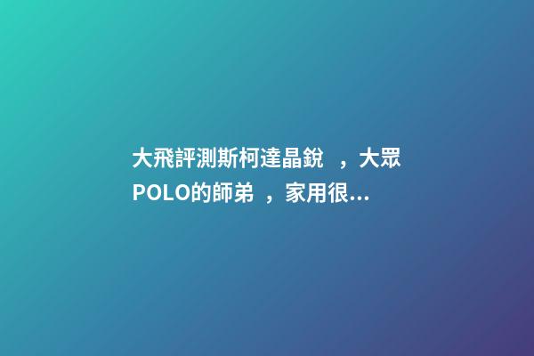 大飛評測斯柯達晶銳，大眾POLO的師弟，家用很穩(wěn)定